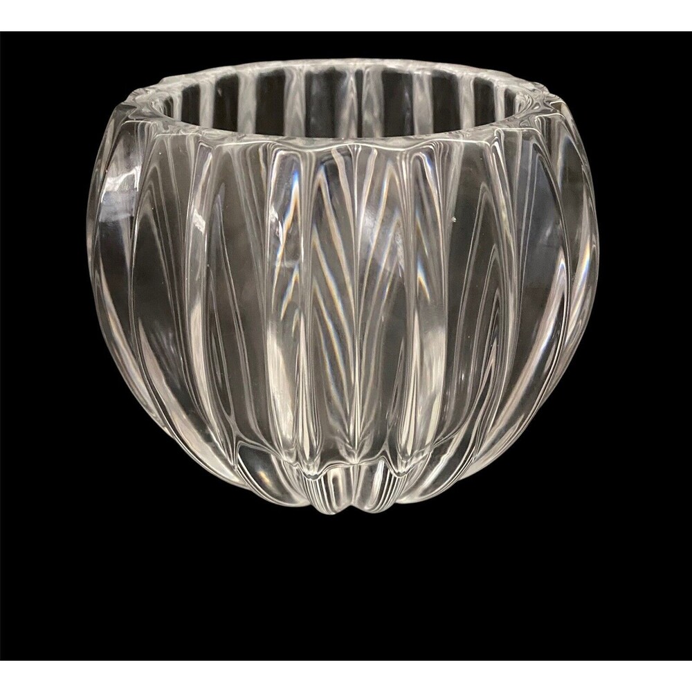 Vintage Shannon Crystal Rose Bowl Designs of Ireland 5" Fire and Ice